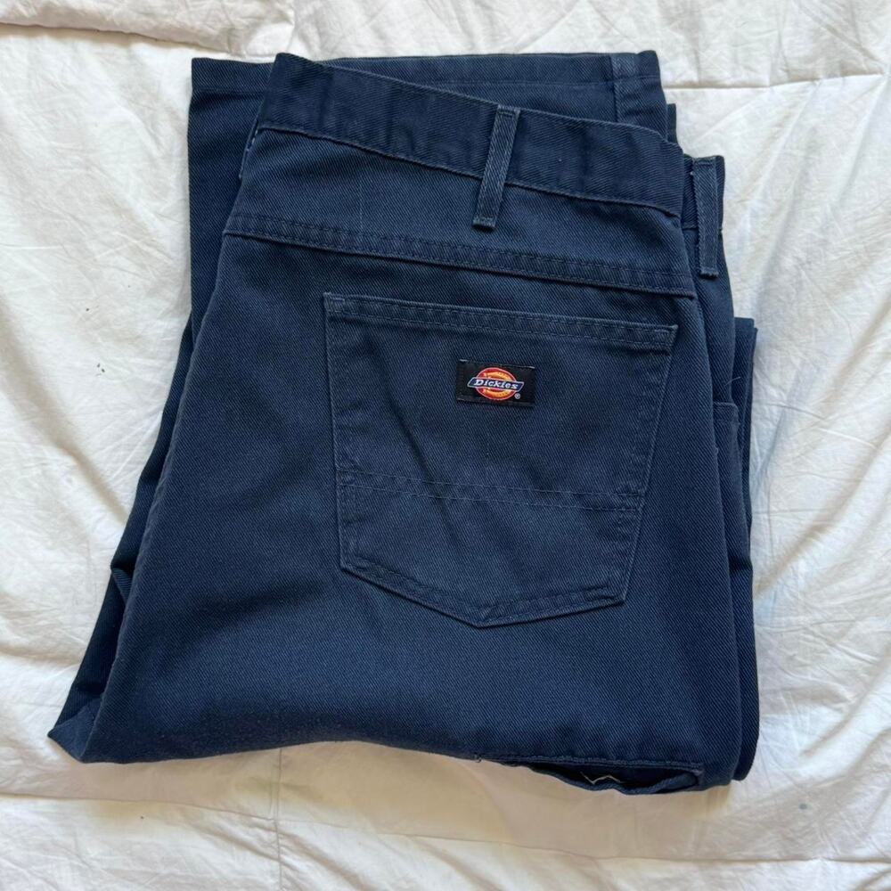 Dickies distressed Navy straight leg carpenter pants 38x36.5 workwear‎ outdoors